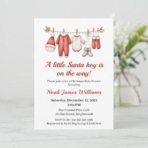 Christmas Baby Shower Boy   Santa Baby Invitation