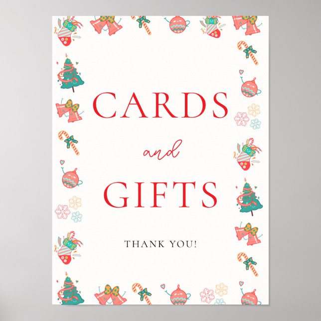 Christmas Baby Shower Cards and Gifts Sign (Front)