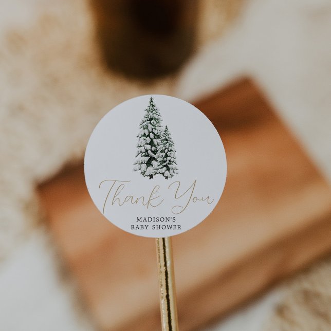 Christmas Baby Shower Classic Round Sticker (Creator Uploaded)