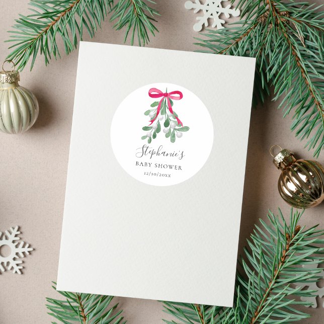 Christmas Baby Shower Classic Round Sticker (Creator Uploaded)