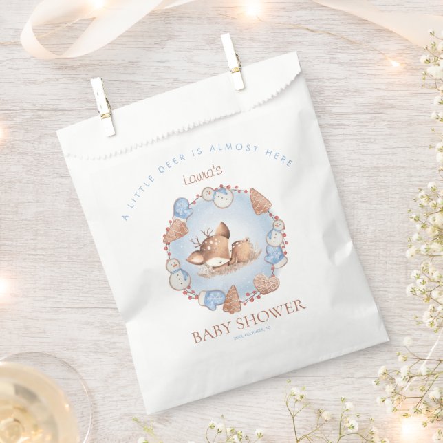 Christmas Baby Shower Deer Paper Favour Bag (Clipped)