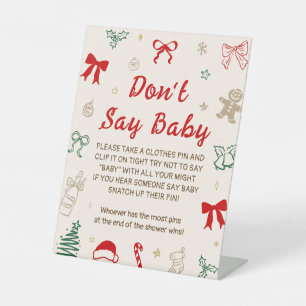 Christmas Baby Shower Don't Say Baby Game Pedestal Sign