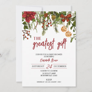 Christmas Baby Shower, Greatest Gift, Mom-to-Be Invitation