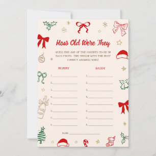 Christmas Baby Shower Guess the Age Game Card