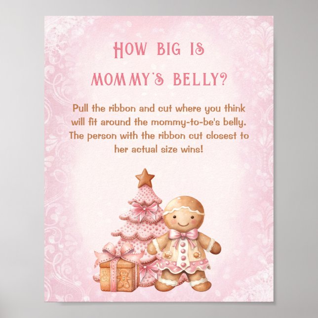 Christmas Baby Shower How Big Is Mommy's Belly Poster (Front)