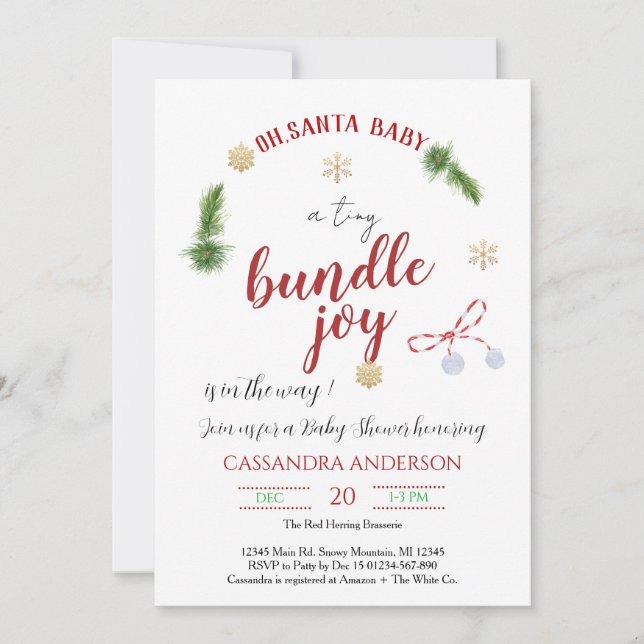 Christmas Baby Shower Invitation (Front)