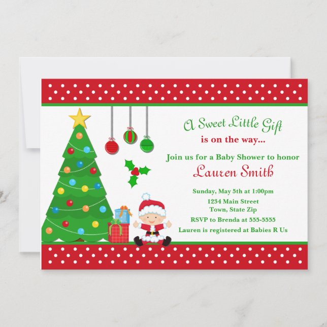 Christmas Baby Shower Invitation Boy (Front)