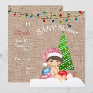 Christmas Baby Shower Invitation Girl