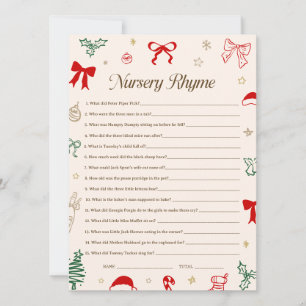 Christmas Baby Shower Nursery Rhyme Game Printable Invitation