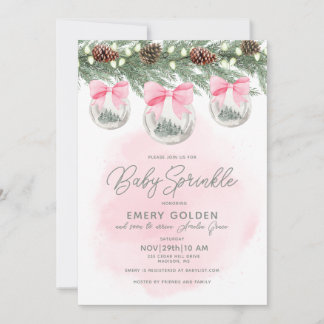 Christmas Baby Shower or Sprinkle Baby Girl Invitation