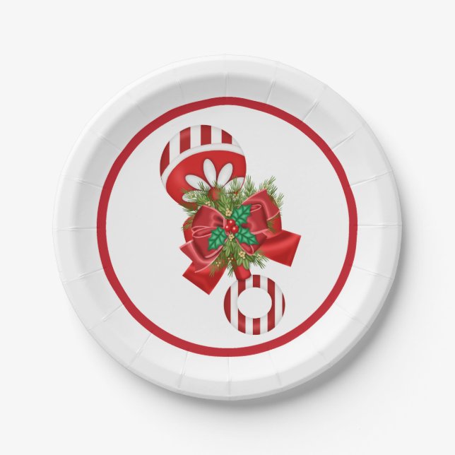 Christmas Baby Shower Rattle Paper Plate (Front)