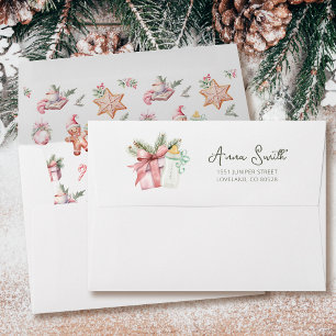 Christmas Baby Shower Santa Baby Return Address  Envelope