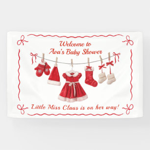 Christmas Baby Shower   Santa Clothes Red & White Banner