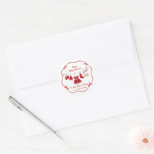 Christmas Baby Shower   Santa Clothes Red & White Classic Round Sticker