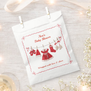 Christmas Baby Shower   Santa Clothes Red & White Favour Bag