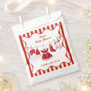 Christmas Baby Shower   Santa Clothes Red & White Favour Bag