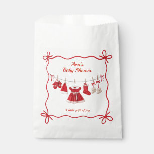 Christmas Baby Shower Santa Clothes Red & White Favour Bag