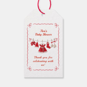 Christmas Baby Shower   Santa Clothes Red & White Gift Tags