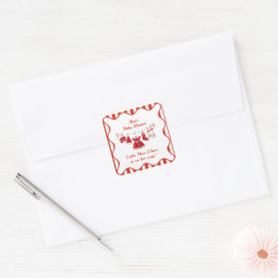 Christmas Baby Shower   Santa Clothes Red & White Square Sticker