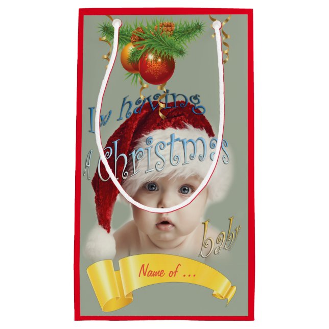 Christmas Baby Shower Small Gift Bag (Front)