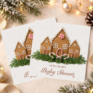 Christmas Baby Shower Sticker Gingerbread House Napkin