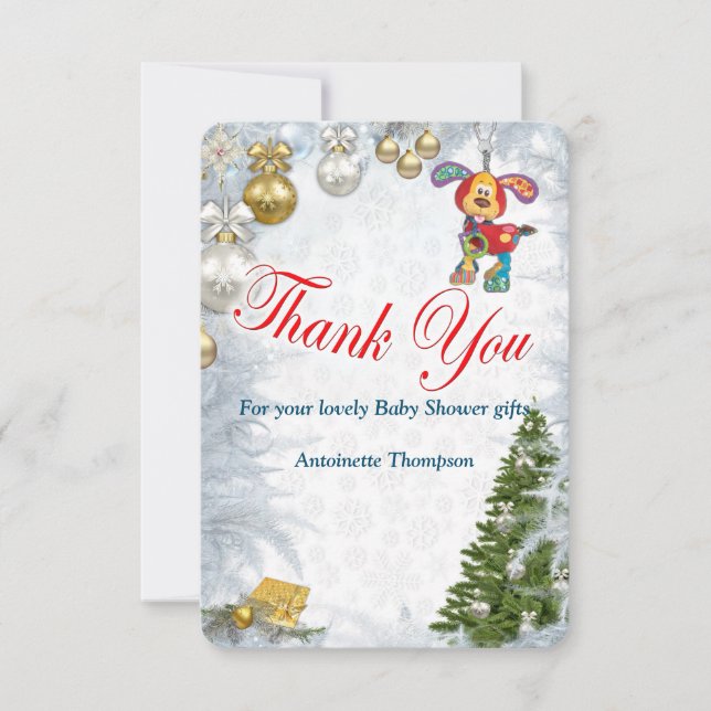 Christmas Baby Shower Thank You Card (Front)
