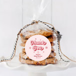 Christmas Baby Shower Thank You Favour Classic Round Sticker<br><div class="desc">Add a festive touch to your holiday event with these "Christmas Baby Shower Thank You Favour Classic Round Stickers." Perfect for December baby shower themes girl, these stickers feature a charming design inspired by the Santa Baby baby shower theme. Ideal for a pink Christmas baby shower, they complement your Christmas...</div>