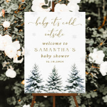 Christmas Baby Shower Welcome Sign, Baby it's Cold