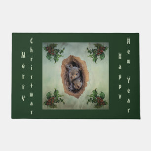 Christmas Baby Squirrels Doormat