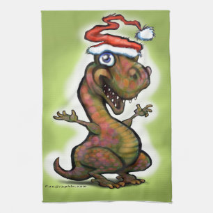 Christmas Baby T-Rex Kitchen Towel