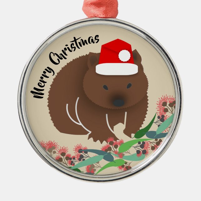 Christmas Baby Wombat Metal Ornament (Front)