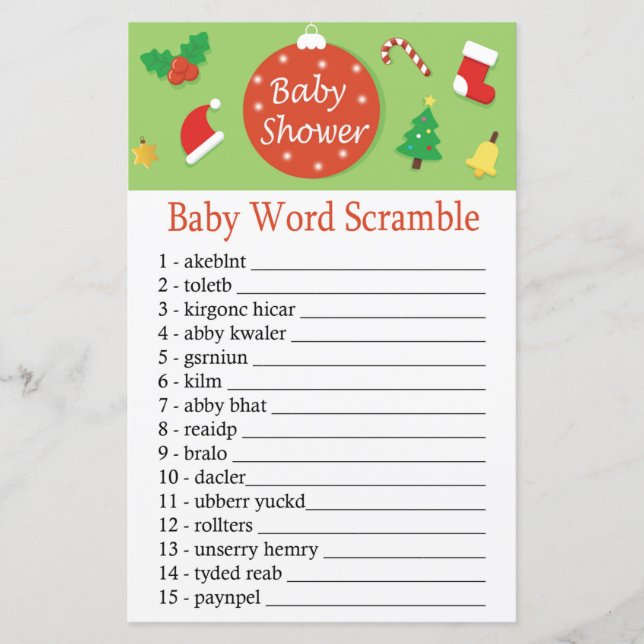 Christmas Baby word scramble game (Front)