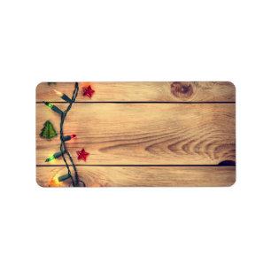 Christmas Background With Lights Label