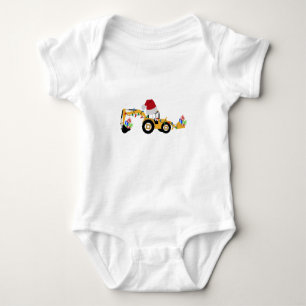 Christmas Backhoe Construction Truck Baby Bodysuit