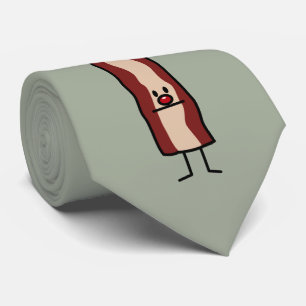 Christmas Bacon reindeer strip holiday red nose Tie