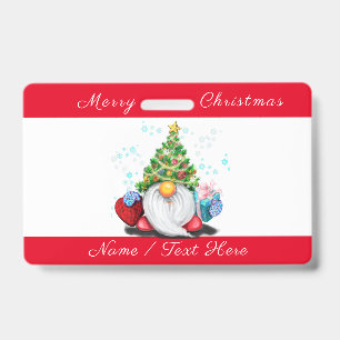 Christmas Badge Gnome with Gifts with Custom Name