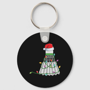 Christmas Badminton Gift Santa Hat Wrapped In Holi Keychain