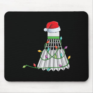 Christmas Badminton Gift Santa Hat Wrapped In Holi Mouse Pad