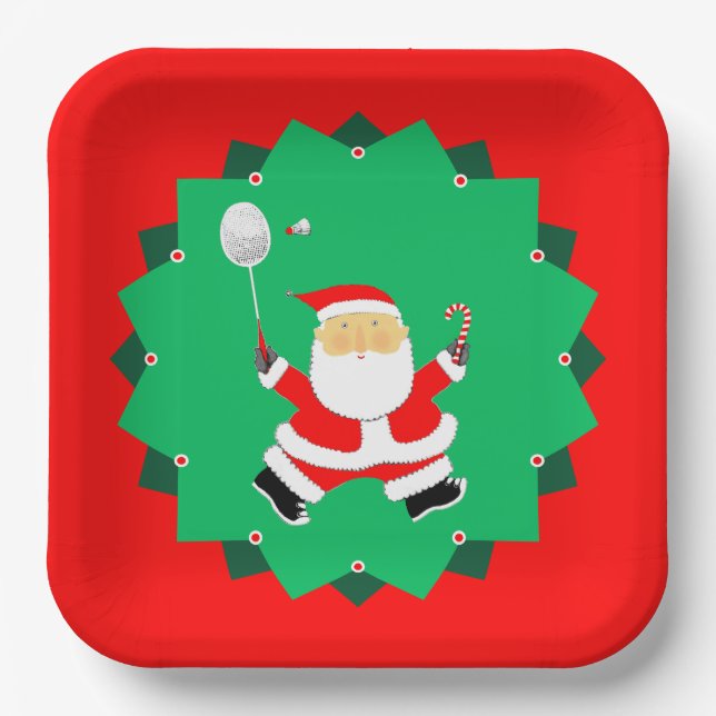Christmas Badminton Paper Plate (Front)