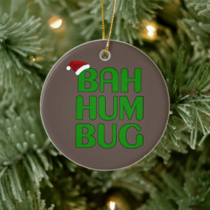 Christmas Bah Humbug Shirt Art-Xmas Humbug Santa Ceramic Ornament