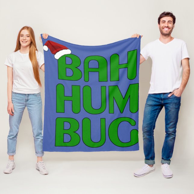 Christmas Bah Humbug Shirt Art-Xmas Humbug Santa Fleece Blanket (In Situ)