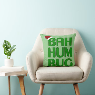 Christmas Bah Humbug Shirt Art-Xmas Humbug Santa Throw Pillow