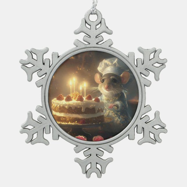 Christmas Bakery by Fabulous Mice Baker Snowflake Pewter Christmas Ornament (Front)