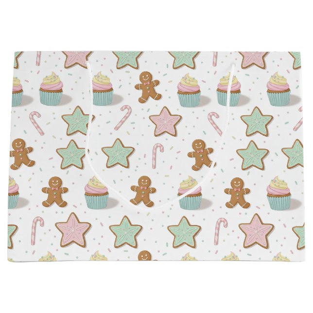 Christmas Bakery Treats Pattern Large Gift Bag (Front)