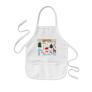 Christmas Baking Cookies Santa Reindeer NAME Kids Apron
