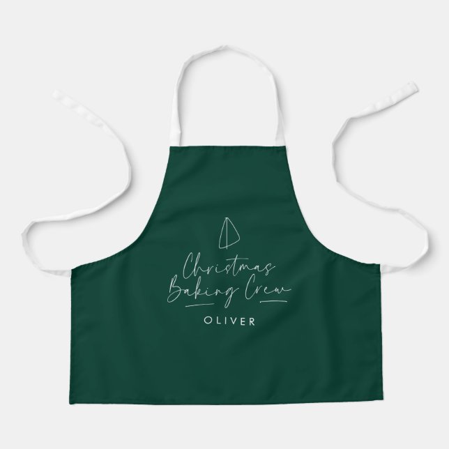 Christmas baking crew modern minimal elegant type apron (Front)