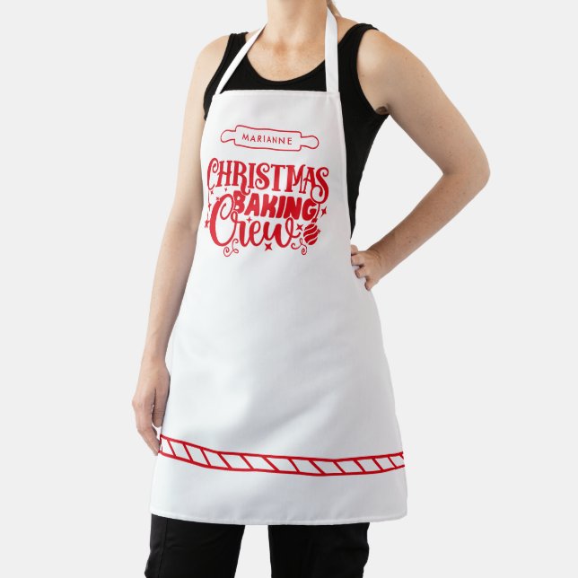 Christmas Baking Crew Personalized Red & White Apron (Insitu)