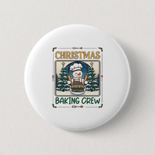 Christmas Baking Crew Snowman Chef Gingerbread Coo 2 Inch Round Button