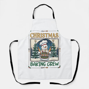 Christmas Baking Crew Snowman Chef Gingerbread Coo Apron