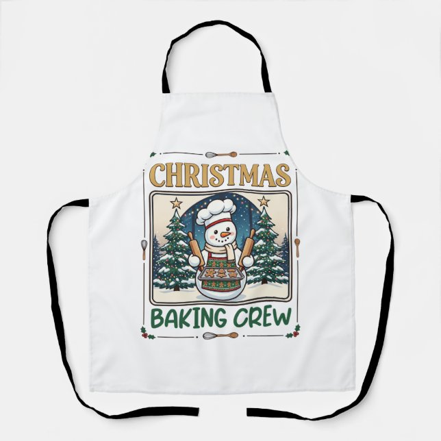 Christmas Baking Crew Snowman Chef Gingerbread Coo Apron (Front)
